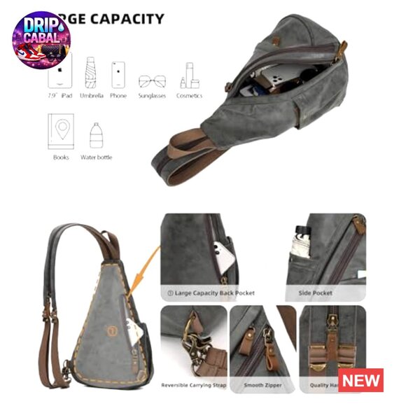 PU Leather Sling Bag Crossbody Backpack Casual Daypack